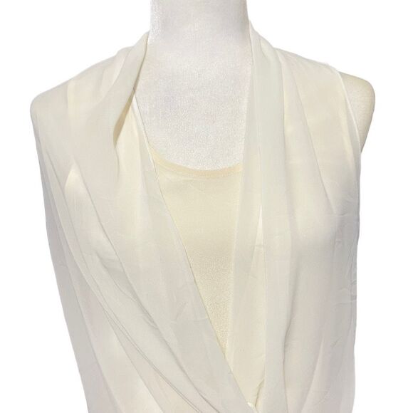 All Saints The Abi. Draped Silk Sleeveless Top Sz Small 2 White. - Picture 3 of 15